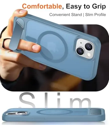 Temdan iPhone 15 Kılıfı ile Uyumlu Manyetik, [Dahili Görünmez Destek Çubuğu] [MagSafe ile Uyumlu] [Askeri Sınıf Darbeye Dayanıklı] İnce Yarı Saydam Mat Telefon Kılıfı iPhone 15 6.1
