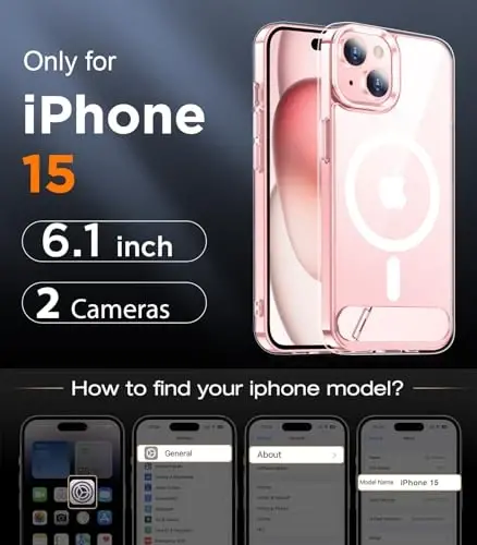 Temdan Magnetic Compatible with iPhone 15 Case, [Built-in Invisible Kickstand][Compatible with MagSafe] [Military Grade Shockproof] Slim Thin Phone Case for iPhone 15 6.1