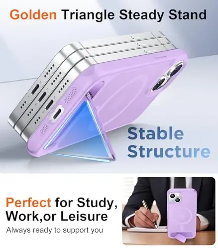 Temdan Magnetic Compatible with iPhone 15 Plus Case & iPhone 14 Plus Case, [Built-in Invisible Kickstand][Compatible with MagSafe][Military Grade Shockproof] Slim Translucent Matte Phone Case 6.7