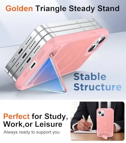Temdan Magnetic Compatible with iPhone 15 Plus Case & iPhone 14 Plus Case, [Built-in Invisible Kickstand][Compatible with MagSafe][Military Grade Shockproof] Slim Translucent Matte Phone Case 6.7