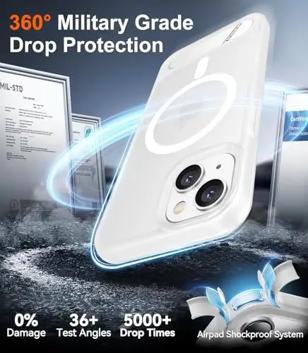 Temdan Magnetic Compatible with iPhone 15 Plus Case & iPhone 14 Plus Case, [Built-in Invisible Kickstand][Compatible with MagSafe][Military Grade Shockproof] Slim Translucent Matte Phone Case 6.7