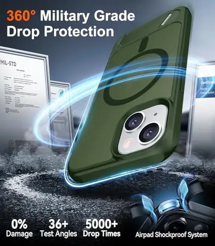 Temdan Magnetic Compatible with iPhone 15 Plus Case & iPhone 14 Plus Case, [Built-in Invisible Kickstand][Compatible with MagSafe][Military Grade Shockproof] Slim Translucent Matte Phone Case 6.7