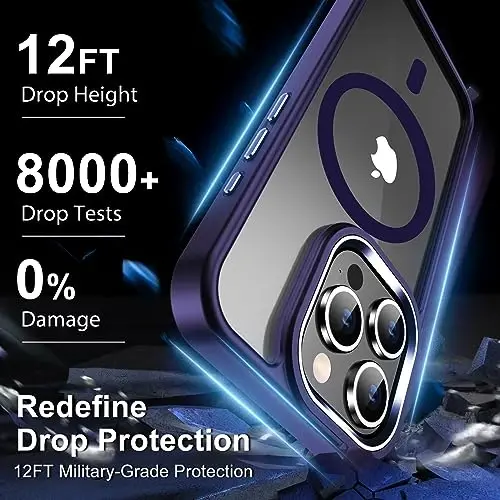 Temdan for iPhone 15 Pro Case Clear with Screen Protector, Compatible with Magsafe, Anti-Yellowing, Military-Grade Protection, Shockproof Slim Magnetic Phone Case Cover, Transparent - 5