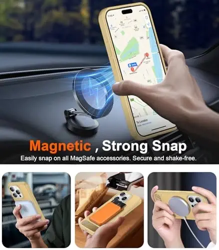 Temdan Magnetic Compatible with iPhone 15 Pro Case, [Built-in Invisible Kickstand][Compatible with MagSafe] [Military Grade Shockproof] Slim Translucent Matte Phone Case for iPhone 15 Pro 6.1