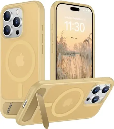 Temdan iPhone 15 Pro Max Case Screen Magnifier bilan mos keladi -Och jigarrang 