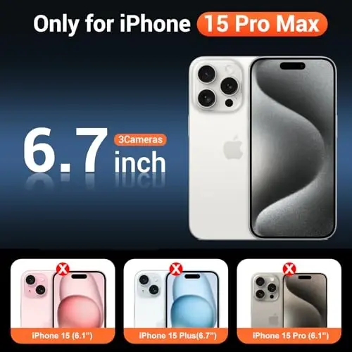 Temdan for iPhone 15 Pro Max Case Clear with Screen Protector, Compatible with Magsafe, Anti-Yellowing, Military-Grade Protection, Shockproof Slim Magnetic Phone Case Cover, Transparent - TEMDAN (1)