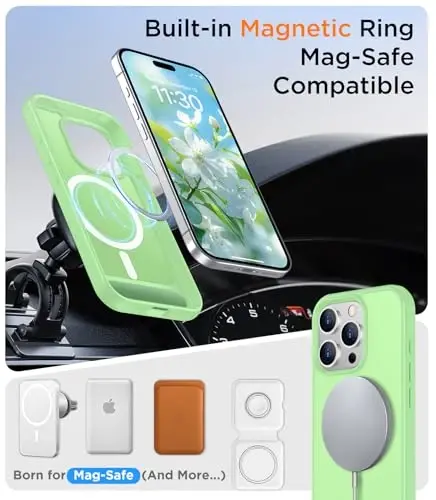 Temdan Magnetic Compatible with iPhone 15 Pro Max Case, [Built-in Invisible Kickstand][Compatible with MagSafe][Military Grade Shockproof] Slim Translucent Matte Phone Case for iPhone 15 Pro Max 6.7