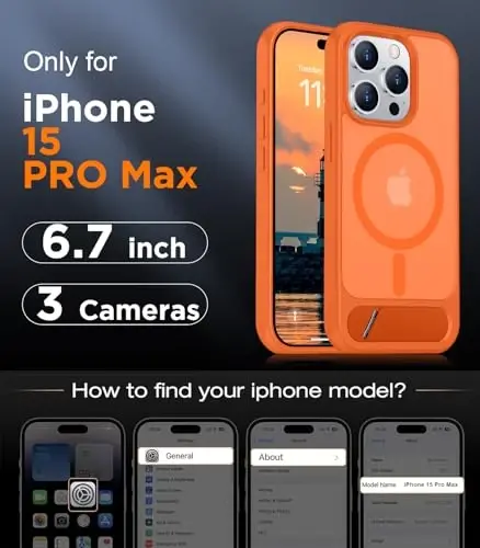 Temdan Magnetic Compatible with iPhone 15 Pro Max Case, [Built-in Invisible Kickstand][Compatible with MagSafe][Military Grade Shockproof] Slim Translucent Matte Phone Case for iPhone 15 Pro Max 6.7