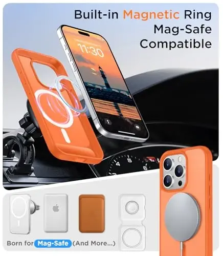 Temdan Magnetic Compatible with iPhone 15 Pro Max Case, [Built-in Invisible Kickstand][Compatible with MagSafe][Military Grade Shockproof] Slim Translucent Matte Phone Case for iPhone 15 Pro Max 6.7