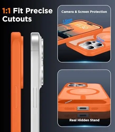 Temdan Magnetic Compatible with iPhone 15 Pro Max Case, [Built-in Invisible Kickstand][Compatible with MagSafe][Military Grade Shockproof] Slim Translucent Matte Phone Case for iPhone 15 Pro Max 6.7