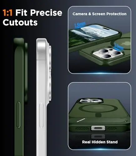 Temdan iPhone 15 Pro Max Kılıfı ile Uyumlu Manyetik, [Dahili Görünmez Destek Çubuğu][MagSafe ile Uyumlu][Askeri Sınıf Darbeye Dayanıklı] iPhone 15 Pro Max 6.7