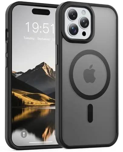 Temdan for iPhone 15 Pro Max Case, Compatible with Magsafe, Anti-Yellowing, Military-Grade Protection, Shockproof Slim Magnetic Phone Case Cover, Black 