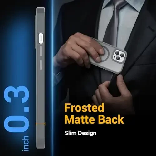 Temdan iPhone 15 Pro Max uchun g'ilof, Magsafe bilan mos, sarg'ayishga qarshi, harbiy darajadagi himoya, zarbaga chidamli ingichka magnitli telefon g'ilofi, kulrang - 7