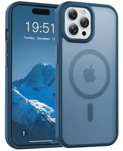 Temdan iPhone 15 Pro Max uchun g‘ilof, Magsafe bilan mos, sarg‘ayishga qarshi, harbiy darajadagi himoya, zarbga chidamli ingichka magnitli telefon g‘ilof qopqog‘i, to‘q ko‘k - 1