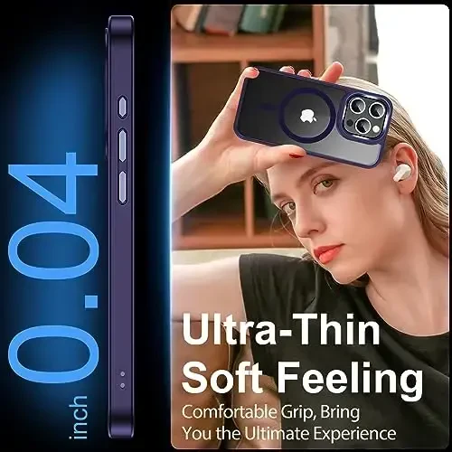 Temdan iPhone 15 Pro uchun G'ilof, ekran himoyachisi bilan, Magsafe bilan mos, sarg'ayishga qarshi, harbiy darajadagi himoya, zarbga chidamli ingichka magnit telefon g'ilofi, shaffof - 7