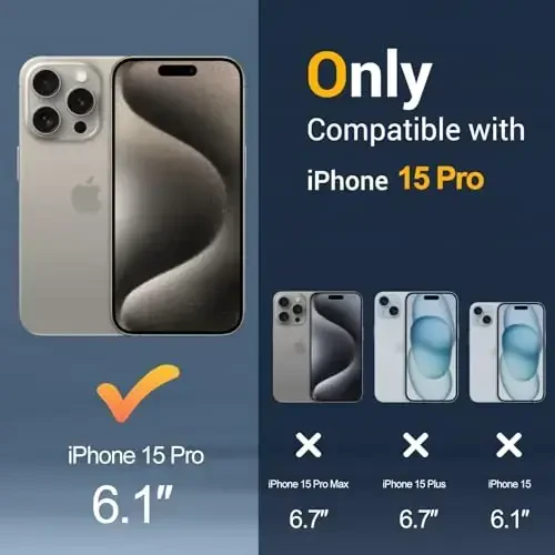 Temdan iPhone 15 Pro uchun g'ilof, Magsafe bilan mos, sarg'ayishga qarshi, harbiy darajadagi himoya, zarbga chidamli ingichka magnit telefon g'ilofi, qora - 2