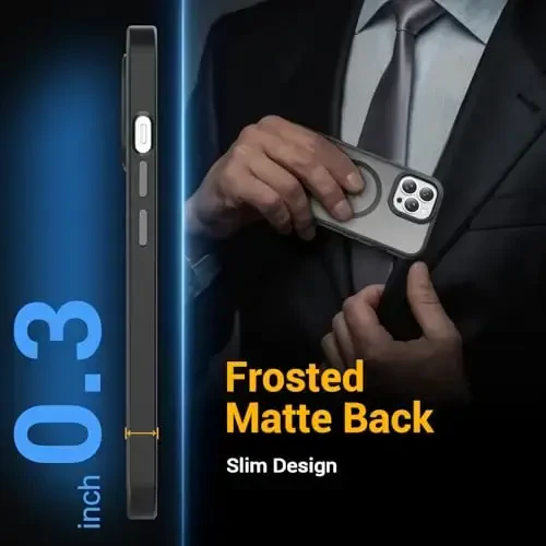 Temdan iPhone 15 Pro uchun g'ilof, Magsafe bilan mos, sarg'ayishga qarshi, harbiy darajadagi himoya, zarbga chidamli ingichka magnit telefon g'ilofi, qora - 7