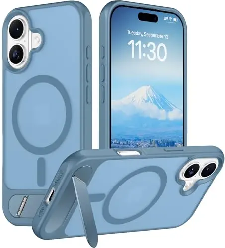 Temdan Magnetic Compatible with iPhone 16 Case, [Built-in Invisible Kickstand][Compatible with MagSafe][Military Grade Shockproof] Slim Translucent Matte Phone Case for iPhone 16 6.1