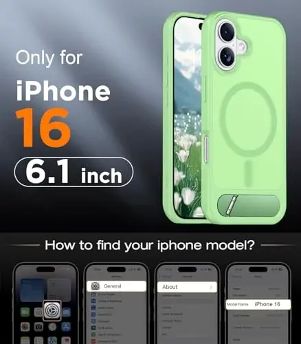 Temdan Magnetic Compatible with iPhone 16 Case, [Built-in Invisible Kickstand][Compatible with MagSafe][Military Grade Shockproof] Slim Translucent Matte Phone Case for iPhone 16 6.1