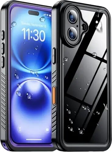 Temdan iPhone 16 Kılıfı ile Uyumlu Su Geçirmez, Dahili Ekran ve Kamera Koruyucu IP68 Su Altı Tam Gövde 16FT Askeri Düşmeye Dayanıklı Darbeye Dayanıklı Telefon Kılıfı 6.1