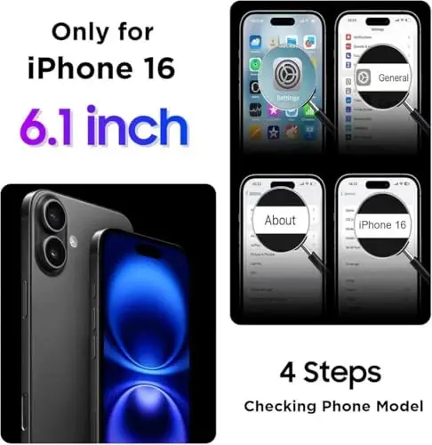 Temdan Compatible with iPhone 16 Case Waterproof, Built-in Screen & Camera Protector IP68 Underwater Full Body 16FT Military Dropproof Shockproof Phone Case 6.1