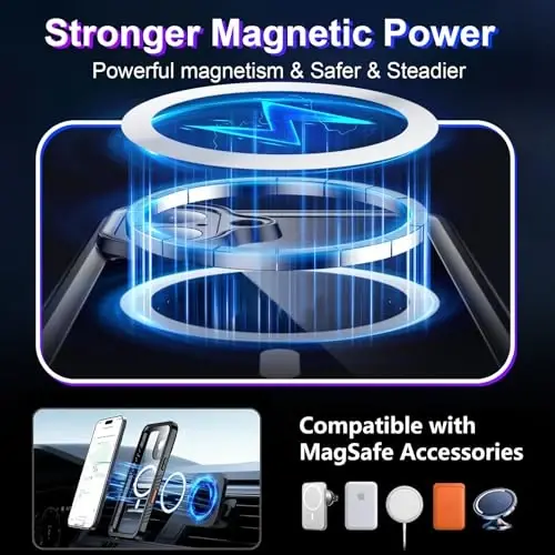 Temdan Compatible with iPhone 16 Case Waterproof, Compatible with MagSafe Built-in Screen & Camera Protector IP68 Underwater Full Body 16FT Military Dropproof Shockproof Phone Case 6.1