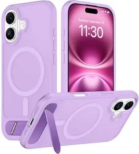 Temdan Magnetic Compatible with iPhone 16 Plus Case, [Built-in Invisible Kickstand][Compatible with MagSafe][Military Grade Shockproof] Slim Translucent Matte Phone Case for iPhone 16 Plus 6.7