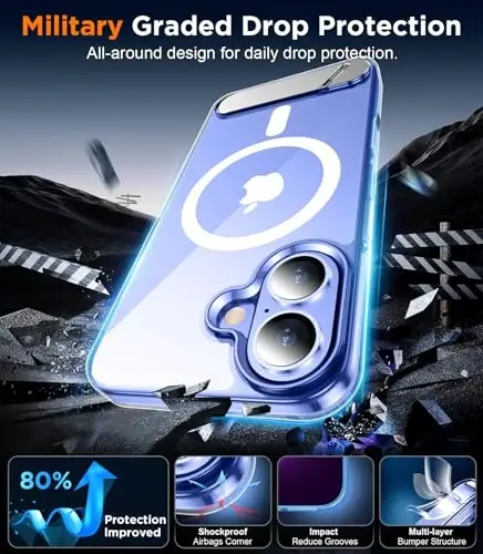 Temdan Magnetic Compatible with iPhone 16 Plus Case, [Built-in Invisible Kickstand][Compatible with MagSafe] [Military Grade Shockproof] Slim Thin Phone Case for iPhone 16 Plus 6.7