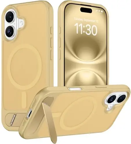 Temdan Magnetic Compatible with iPhone 16 Plus Case, [Built-in Invisible Kickstand][Compatible with MagSafe][Military Grade Shockproof] Slim Translucent Matte Phone Case for iPhone 16 Plus 6.7