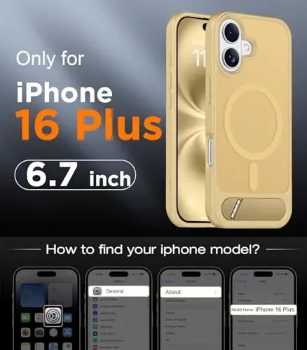 Temdan Magnetic Compatible with iPhone 16 Plus Case, [Built-in Invisible Kickstand][Compatible with MagSafe] [Military Grade Shockproof] Slim Translucent Matte Phone Case for iPhone 16 Plus 6.7