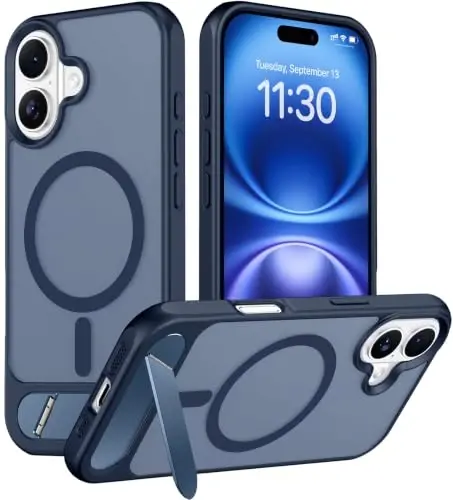 Temdan Magnetic Compatible with iPhone 16 Plus Case, [Built-in Invisible Kickstand][Compatible with MagSafe] [Military Grade Shockproof] Slim Translucent Matte Phone Case for iPhone 16 Plus 6.7