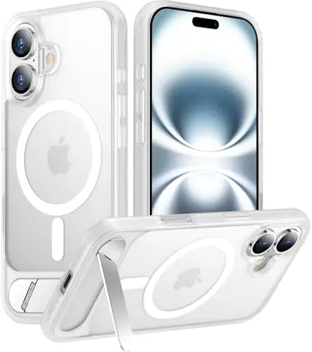 Temdan Magnetic Compatible with iPhone 16 Plus Case, [Built-in Invisible Kickstand][Compatible with MagSafe][Military Grade Shockproof] Slim Translucent Matte Phone Case for iPhone 16 Plus 6.7