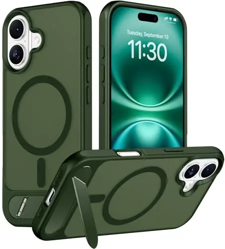 Temdan Magnetic Compatible with iPhone 16 Plus Case, [Built-in Invisible Kickstand][Compatible with MagSafe][Military Grade Shockproof] Slim Translucent Matte Phone Case for iPhone 16 Plus 6.7