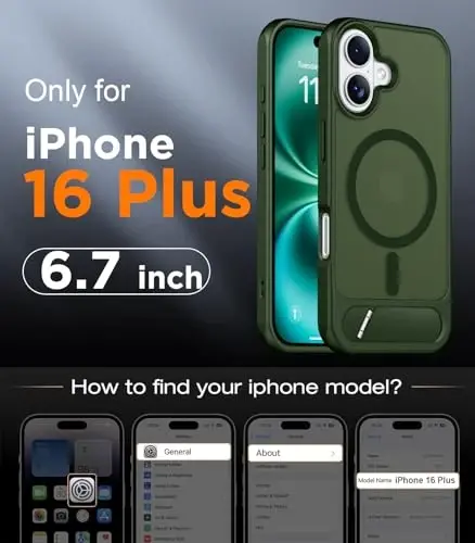 Temdan Magnetic Compatible with iPhone 16 Plus Case, [Built-in Invisible Kickstand][Compatible with MagSafe][Military Grade Shockproof] Slim Translucent Matte Phone Case for iPhone 16 Plus 6.7