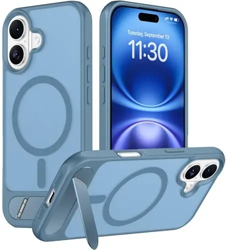 Temdan Magnetic Compatible with iPhone 16 Plus Case, [Built-in Invisible Kickstand][Compatible with MagSafe][Military Grade Shockproof] Slim Translucent Matte Phone Case for iPhone 16 Plus 6.7