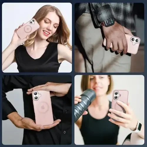 Temdan iPhone 16 Plus uchun g'ilof, Magsafe bilan mos, sarg'ayishga qarshi, harbiy darajadagi himoya, zarbaga chidamli ingichka magnitli telefon g'ilof qopqog'i, och pushti - 7