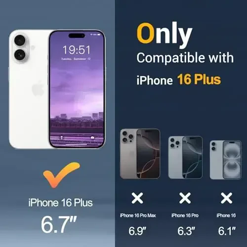 Temdan iPhone 16 Plus uchun g'ilof, Magsafe bilan mos, sarg'ayishga qarshi, harbiy darajadagi himoya, zarbga chidamli ingichka magnitli telefon g'ilofi, to'q binafsha - 2