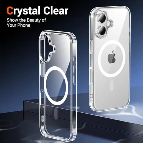 Temdan iPhone 16 Plus uchun g'ilof shaffof, Magsafe bilan mos, sarg'ayishga qarshi, harbiy darajadagi himoya, zarbaga chidamli ingichka magnit telefon g'ilofi, shaffof - 9