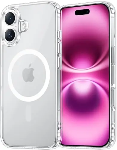 Temdan iPhone 16 Plus uchun g'ilof shaffof, Magsafe bilan mos, sarg'ayishga qarshi, harbiy darajadagi himoya, zarbaga chidamli ingichka magnit telefon g'ilofi, shaffof - 5