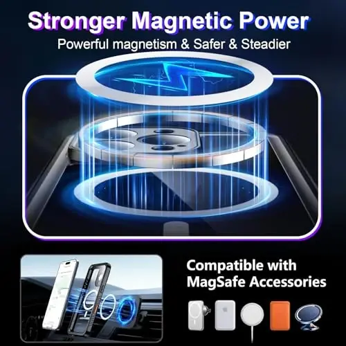 Temdan iPhone 16 Pro Case Waterproof bilan mos, MagSafe bilan mos keladi O'rnatilgan ekran va kamera himoyachisi IP68 suv osti to'liq korpus 16FT harbiy tomchiga chidamli zarbaga chidamli telefon qutisi 6.3