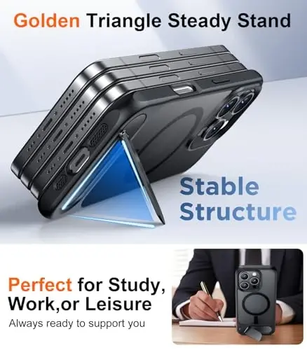 Temdan Magnetic Compatible with iPhone 16 Pro Case, [Built-in Invisible Kickstand][Compatible with MagSafe] [Military Grade Shockproof] Slim Translucent Matte Phone Case for iPhone 16 Pro 6.3