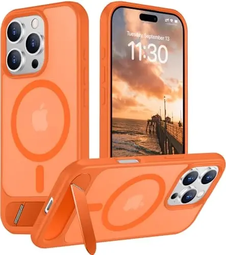 Temdan Magnetic Compatible with iPhone 16 Pro Case, [Built-in Invisible Kickstand][Compatible with MagSafe][Military Grade Shockproof] Slim Translucent Matte Phone Case for iPhone 16 Pro 6.3