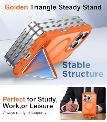 Temdan Magnetic Compatible with iPhone 16 Pro Case, [Built-in Invisible Kickstand][Compatible with MagSafe][Military Grade Shockproof] Slim Translucent Matte Phone Case for iPhone 16 Pro 6.3