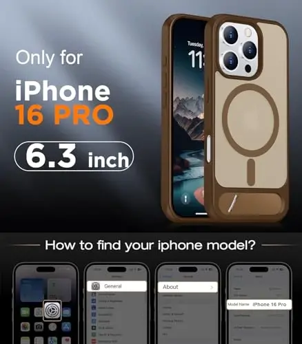 Temdan Magnetic Compatible with iPhone 16 Pro Case, [Built-in Invisible Kickstand][Compatible with MagSafe] [Military Grade Shockproof] Slim Translucent Matte Phone Case for iPhone 16 Pro 6.3