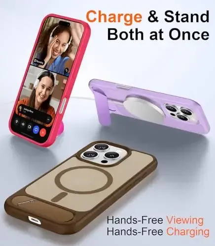 Temdan Magnetic Compatible with iPhone 16 Pro Case, [Built-in Invisible Kickstand][Compatible with MagSafe] [Military Grade Shockproof] Slim Translucent Matte Phone Case for iPhone 16 Pro 6.3