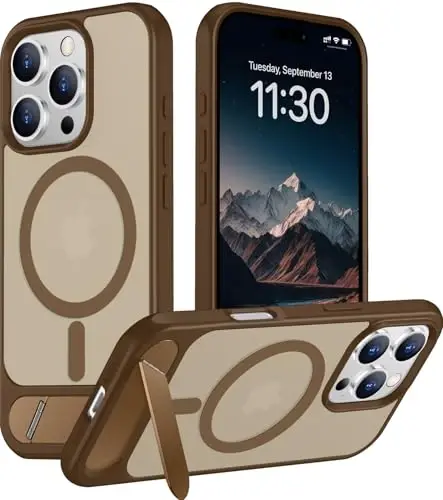 Temdan Magnetic Compatible with iPhone 16 Pro Case, [Built-in Invisible Kickstand][Compatible with MagSafe] [Military Grade Shockproof] Slim Translucent Matte Phone Case for iPhone 16 Pro 6.3