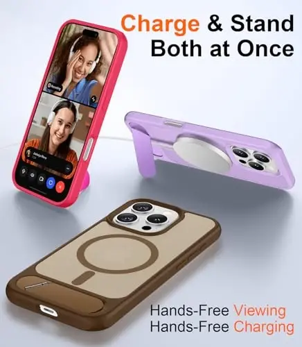 Temdan Magnetic Compatible with iPhone 16 Pro Case, [Built-in Invisible Kickstand][Compatible with MagSafe] [Military Grade Shockproof] Slim Translucent Matte Phone Case for iPhone 16 Pro 6.3