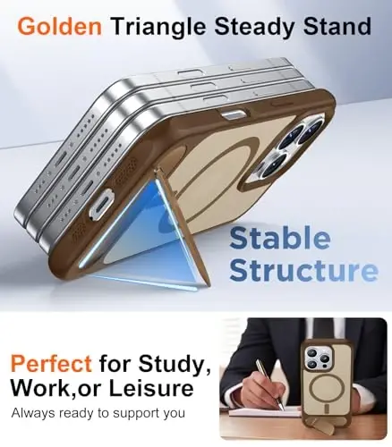 Temdan Magnetic Compatible with iPhone 16 Pro Case, [Built-in Invisible Kickstand][Compatible with MagSafe] [Military Grade Shockproof] Slim Translucent Matte Phone Case for iPhone 16 Pro 6.3