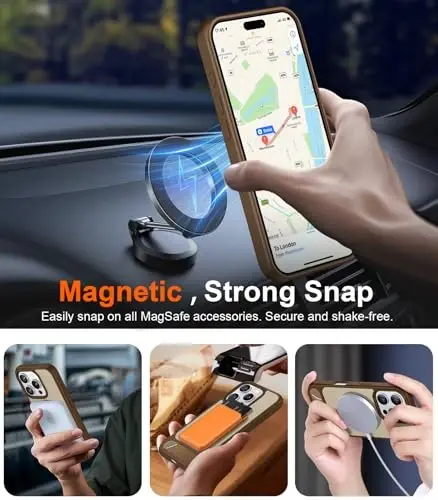 Temdan Magnetic Compatible with iPhone 16 Pro Case, [Built-in Invisible Kickstand][Compatible with MagSafe] [Military Grade Shockproof] Slim Translucent Matte Phone Case for iPhone 16 Pro 6.3