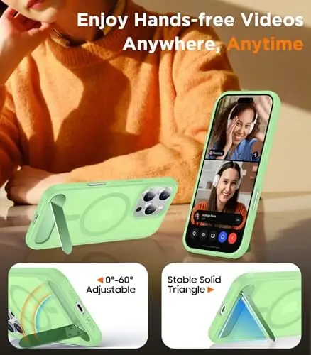 Temdan Magnetic Compatible with iPhone 16 Pro Max Case, [Built-in Invisible Kickstand][Compatible with MagSafe][Military Grade Shockproof] Slim Translucent Matte Phone Case for iPhone 16 Pro Max 6.9